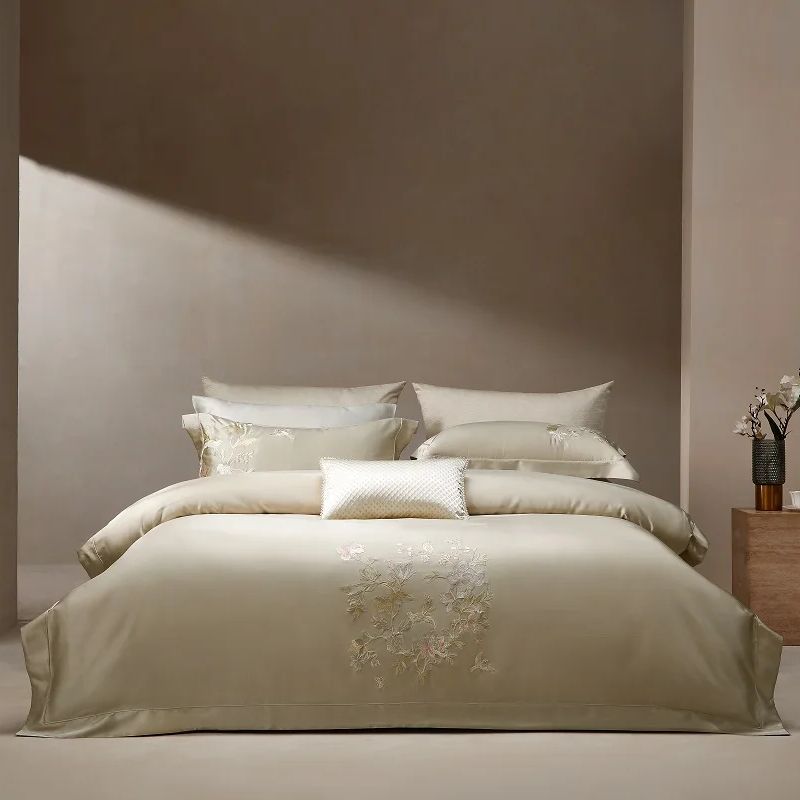 Aesthetic Floral Duvet Cover - Alta precisão brocado lyocell algodão flores