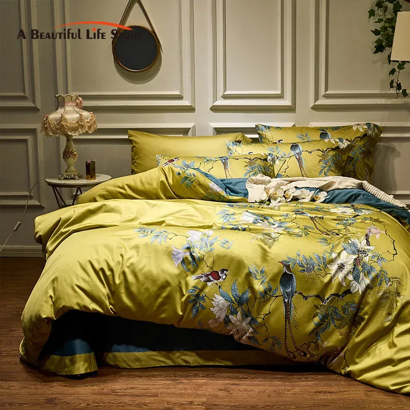 Aesthetic Floral Duvet Cover - Luxo 600TC algodão egípcio cama conjunto,