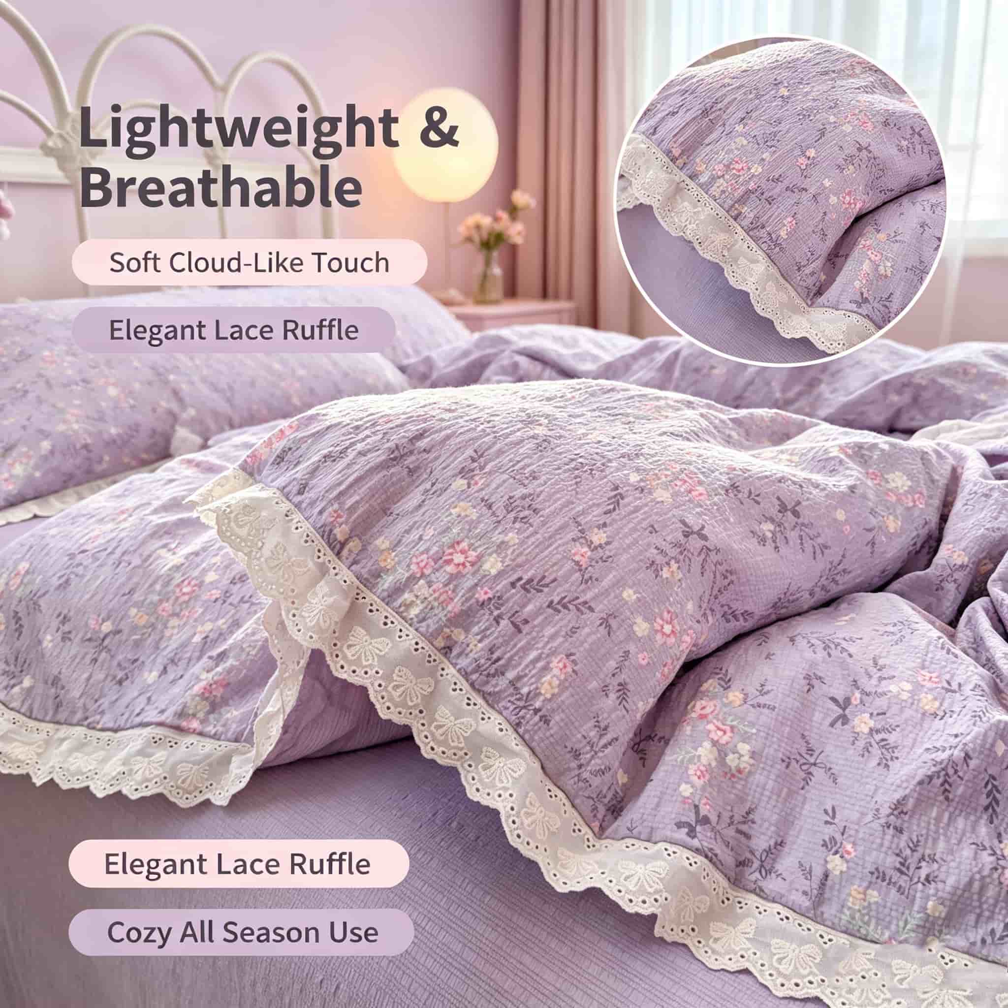 Conjunto de roupa de cama com  - Aesthetic Floral Duvet Cover avaliação e preço