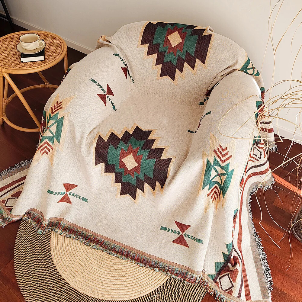 Cobertor boêmio asteca de gran - Boho Throw Blanket Fringe avaliação e preço