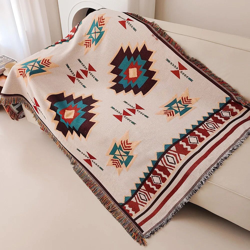 Cobertor boêmio asteca de gran - Boho Throw Blanket Fringe avaliação e preço