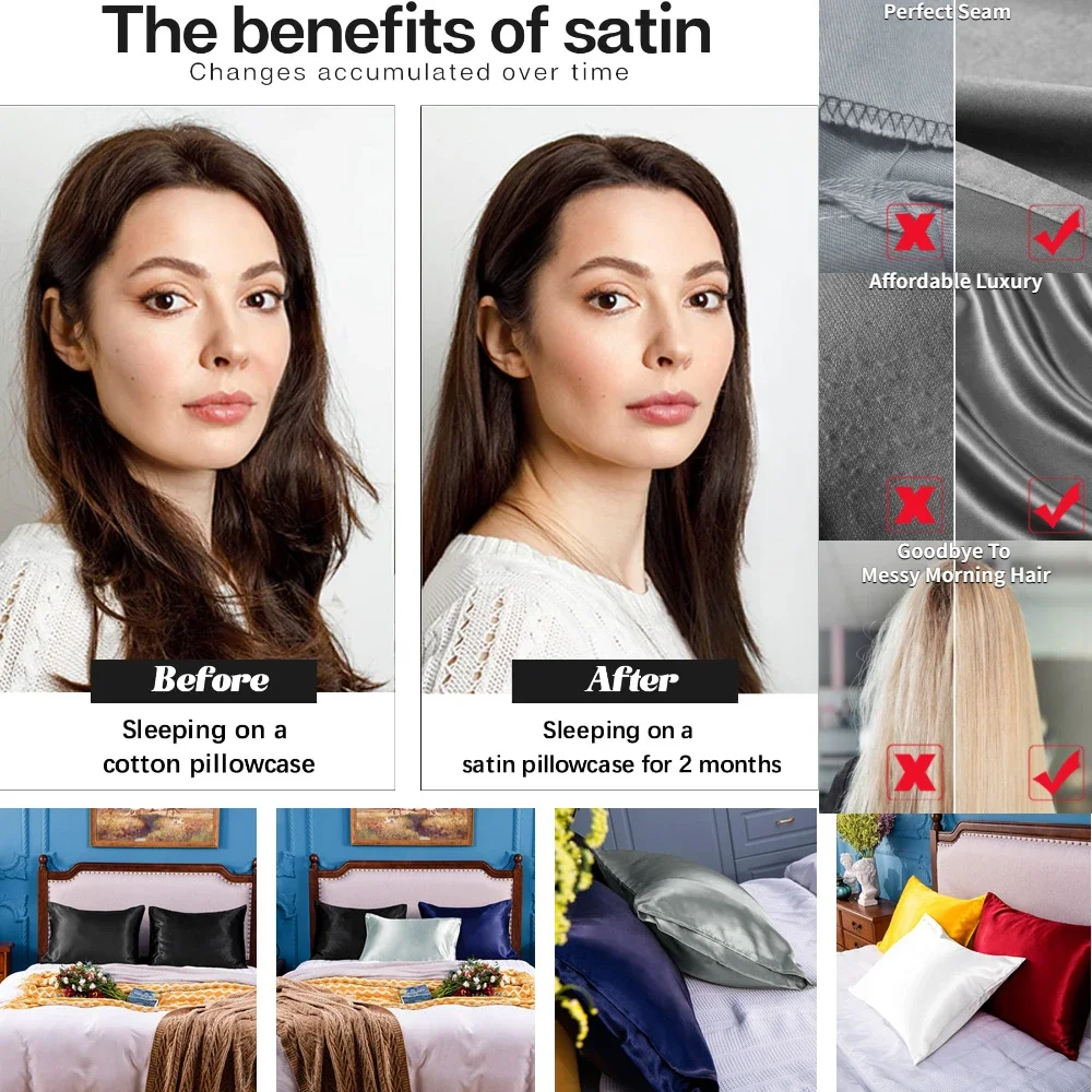 Fronha de cetim para cabelo e  - Satin Silk Pillowcase Hair Skin avaliação e preço