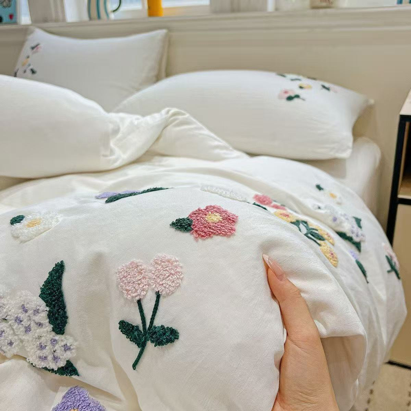 Capa de edredão com bordados f - Aesthetic Floral Duvet Cover avaliação e preço